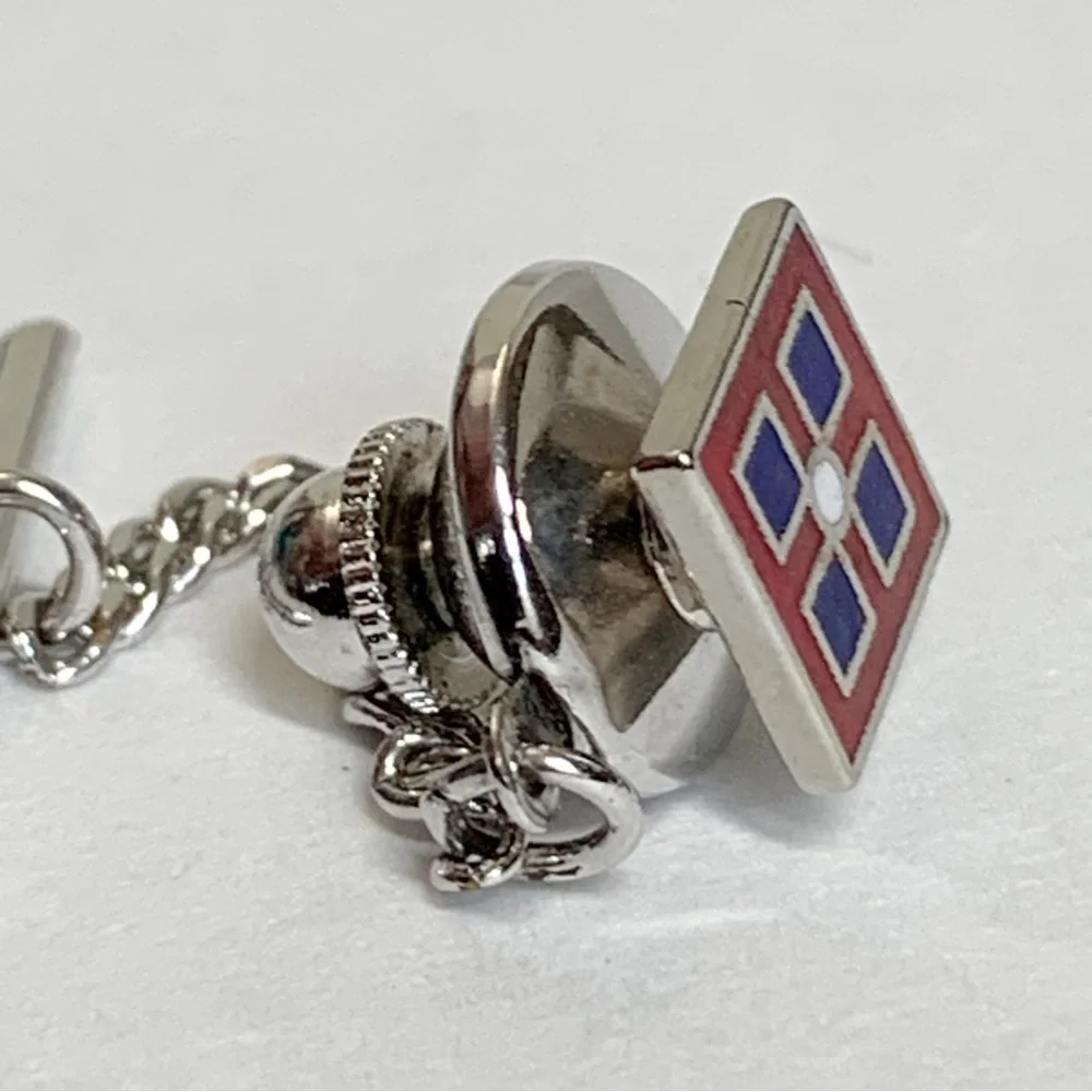 vintage red, white, and blue patriotic enamel geometric tie tack